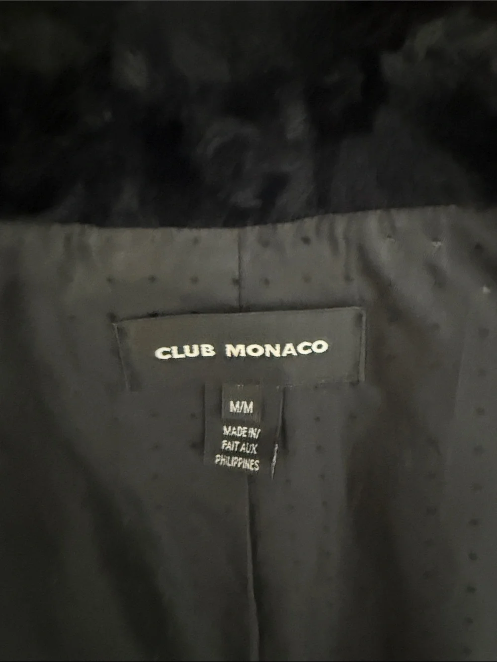 Club Monaco Black Faux Fur Tie-Waist Jacket